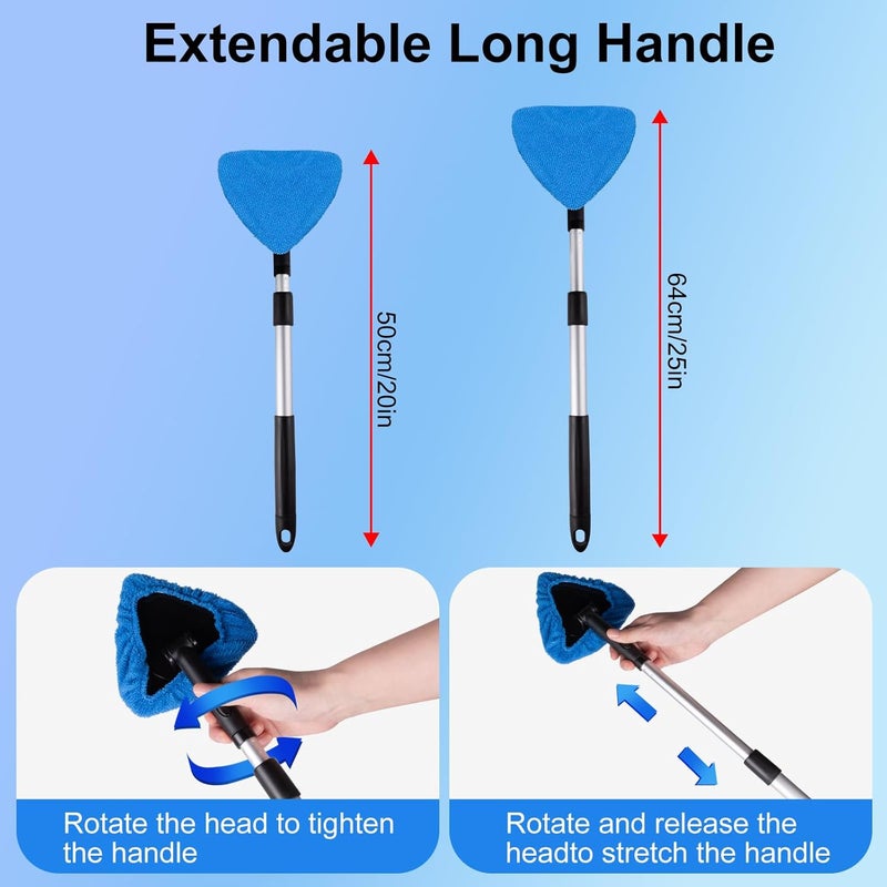 BITOPE All-in-One Car Windshield Cleaner Kit | Extendable Tool with 3 Reusable Microfiber Pads & Spray Bottle for Interior & Exterior Window Cleaning on Cars, SUVs, Trucks - Image 3